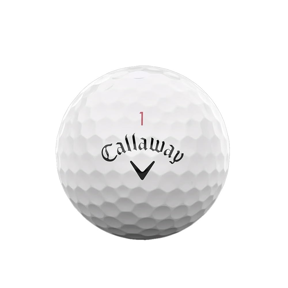 Callaway Chrome Soft 3-ball pack logo closeup emphasizes tour-grade precision and consistency on greens