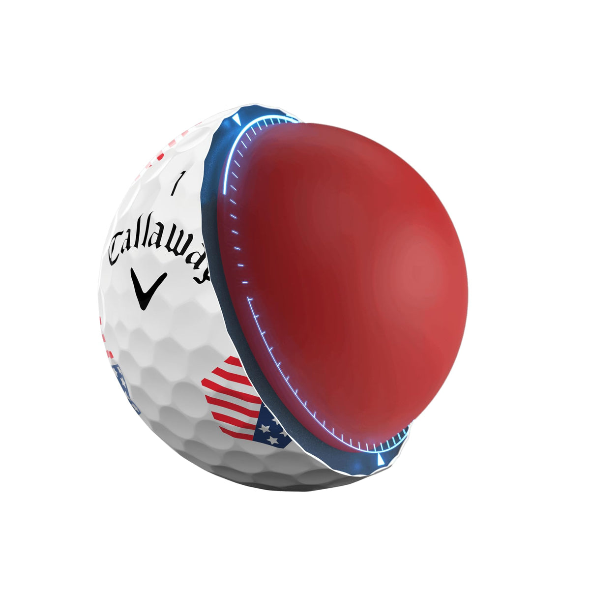 Callaway Chrome Soft fast ball speeds emphasizing longer distance potential.