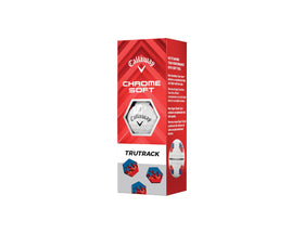 Callaway Chrome Soft packaging display highlighting product features and branding