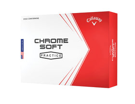 Callaway Chrome Soft practice ball front view highlighting soft feel and spin-friendly design