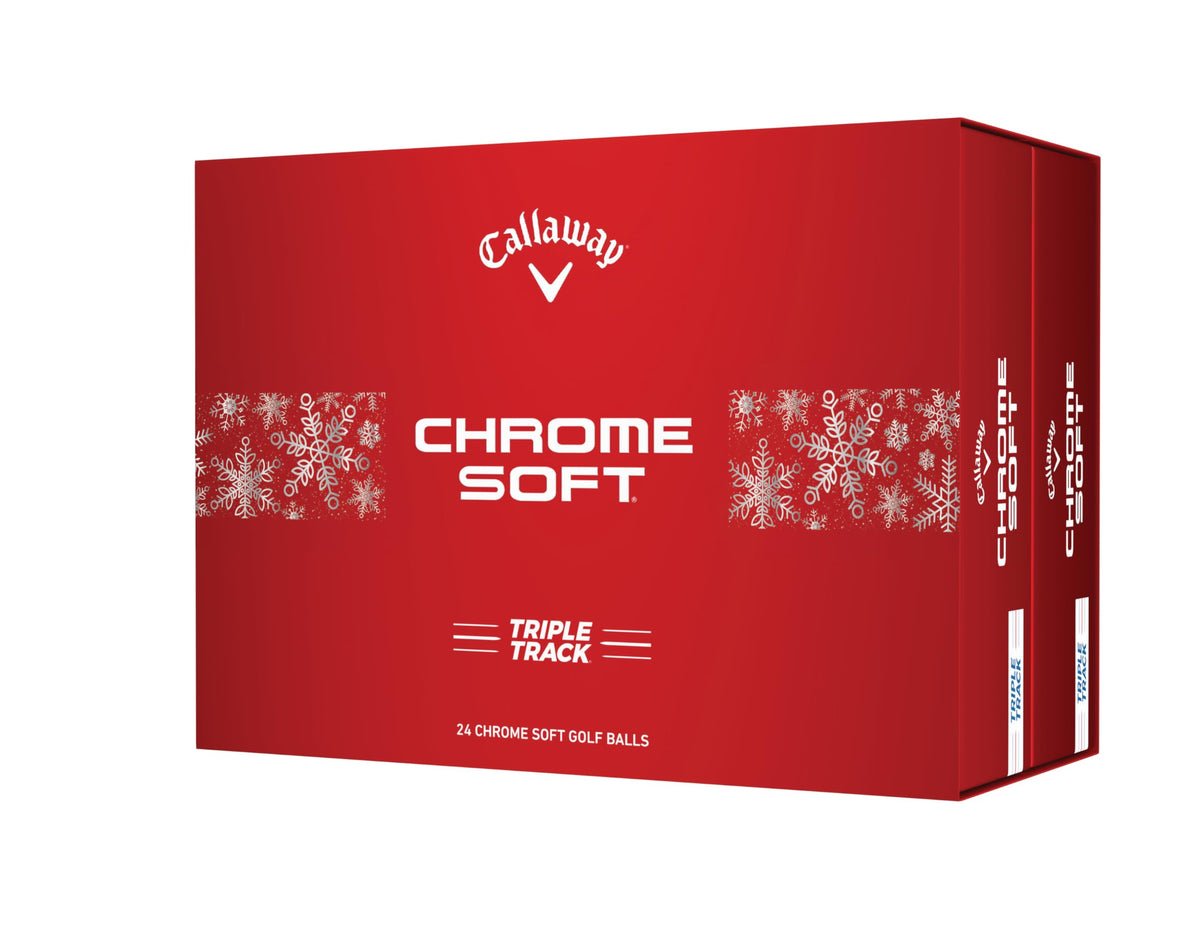 Callaway Chrome Soft Triple Track balls in a group display for stable flight and feel
