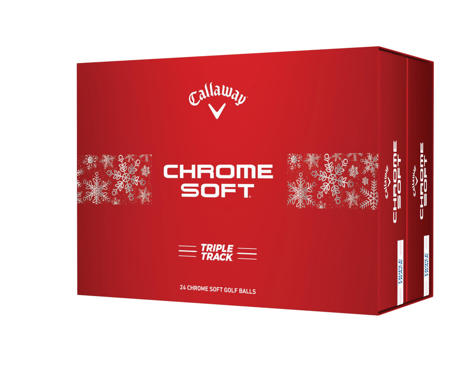 Callaway Chrome Soft Triple Track balls in a group display for stable flight and feel