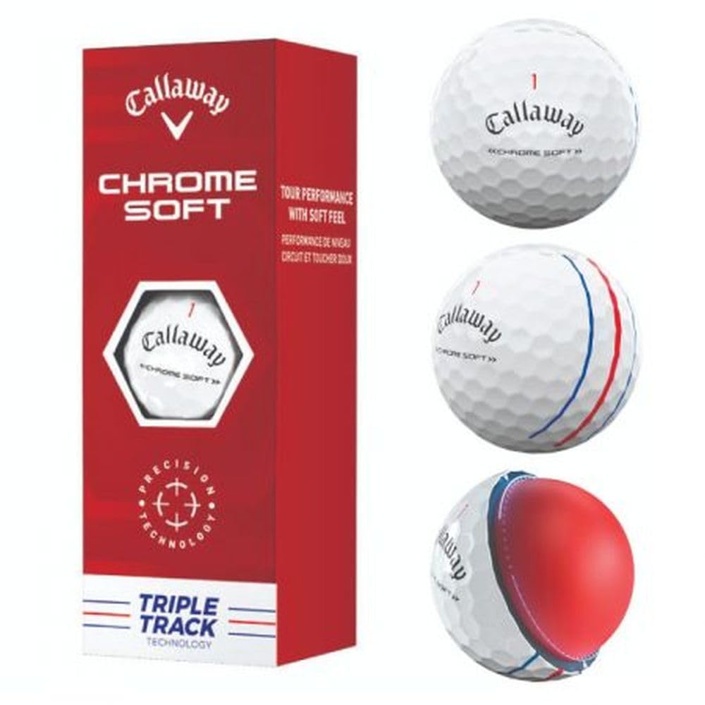 Callaway Chrome Soft Triple Track golf ball in white for soft feel and longer drives