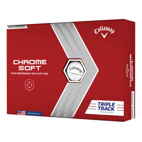 Callaway Chrome Soft Triple Track balls white front view for consistent flight and feel