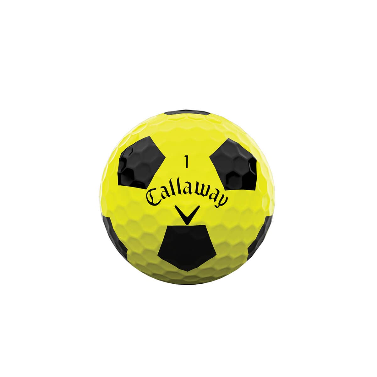 Callaway Chrome Soft Truvis yellow ball closeup showing soft core for speed