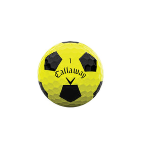 Callaway Chrome Soft Truvis yellow ball closeup showing soft core for speed