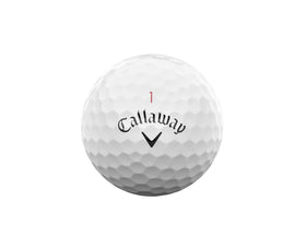 Callaway Chrome Soft ball in flight illustrates stable, low-spin trajectory.