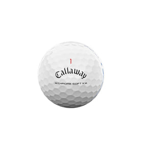 Close-up of the Callaway Chrome Soft X logo highlighting precision technology