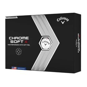 Callaway Chrome Soft X ball close-up of dimple pattern for precision and distance