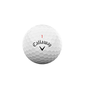 Callaway Chrome Soft X ball mid-air, illustrating Tour-level spin control and stable flight