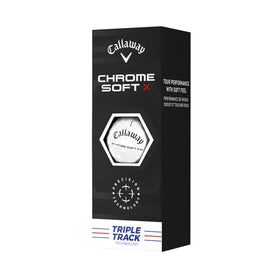 Callaway Chrome Soft X ball on tee showing potential for speed and spin