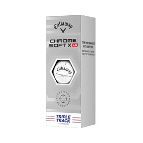 Callaway Chrome Soft X LS cover closeup highlighting enhanced greenside control and feel.