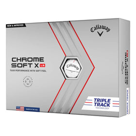Callaway Chrome Soft X LS triple-track balls in white offering precise alignment and greenside control.