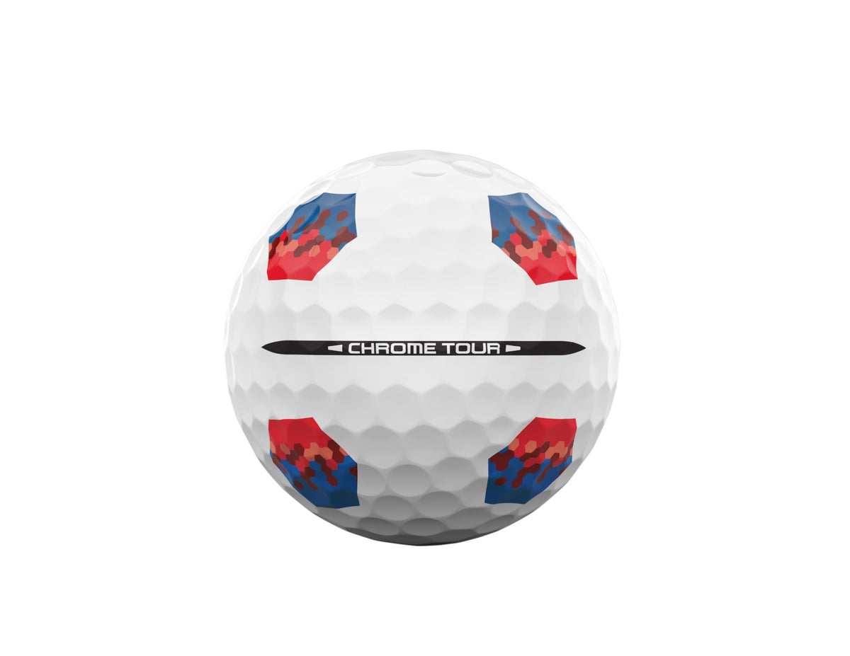 Callaway Chrome Tour 2026 ball in-flight illustrating stable trajectory and bright visibility