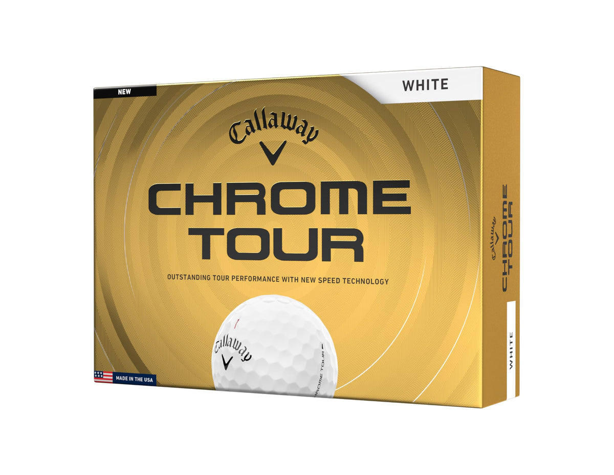 Callaway Chrome Tour 2026 balls front view for premium tour performance.
