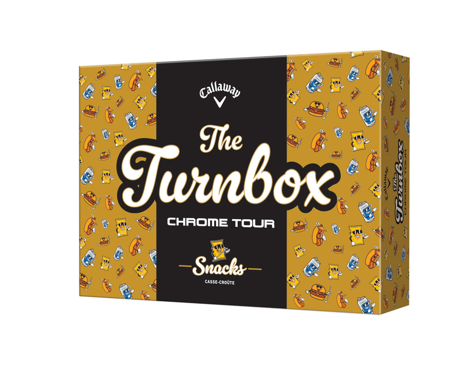 Callaway Chrome Tour balls box packaging showing Truvis design for consistent flights.
