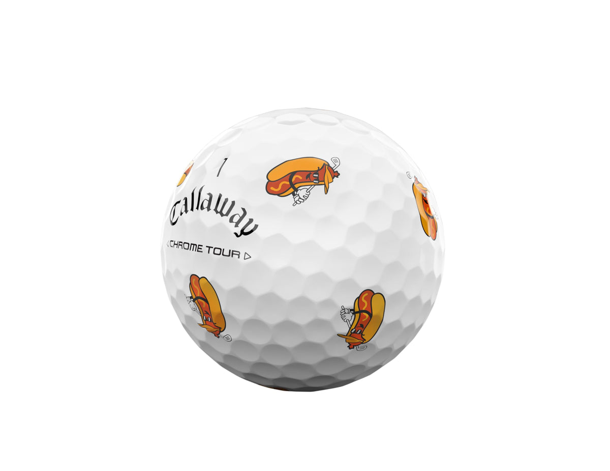 Callaway Chrome Tour balls urethane soft cover for improved spin and control.