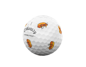 Callaway Chrome Tour balls urethane soft cover for improved spin and control.