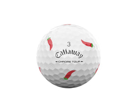 Callaway Chrome Tour Cinco de Mayo ball mid-air flight with smooth trajectory.