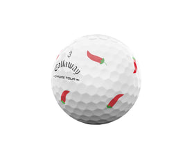 Callaway Chrome Tour Cinco de Mayo ball on green showing greenside control feel.