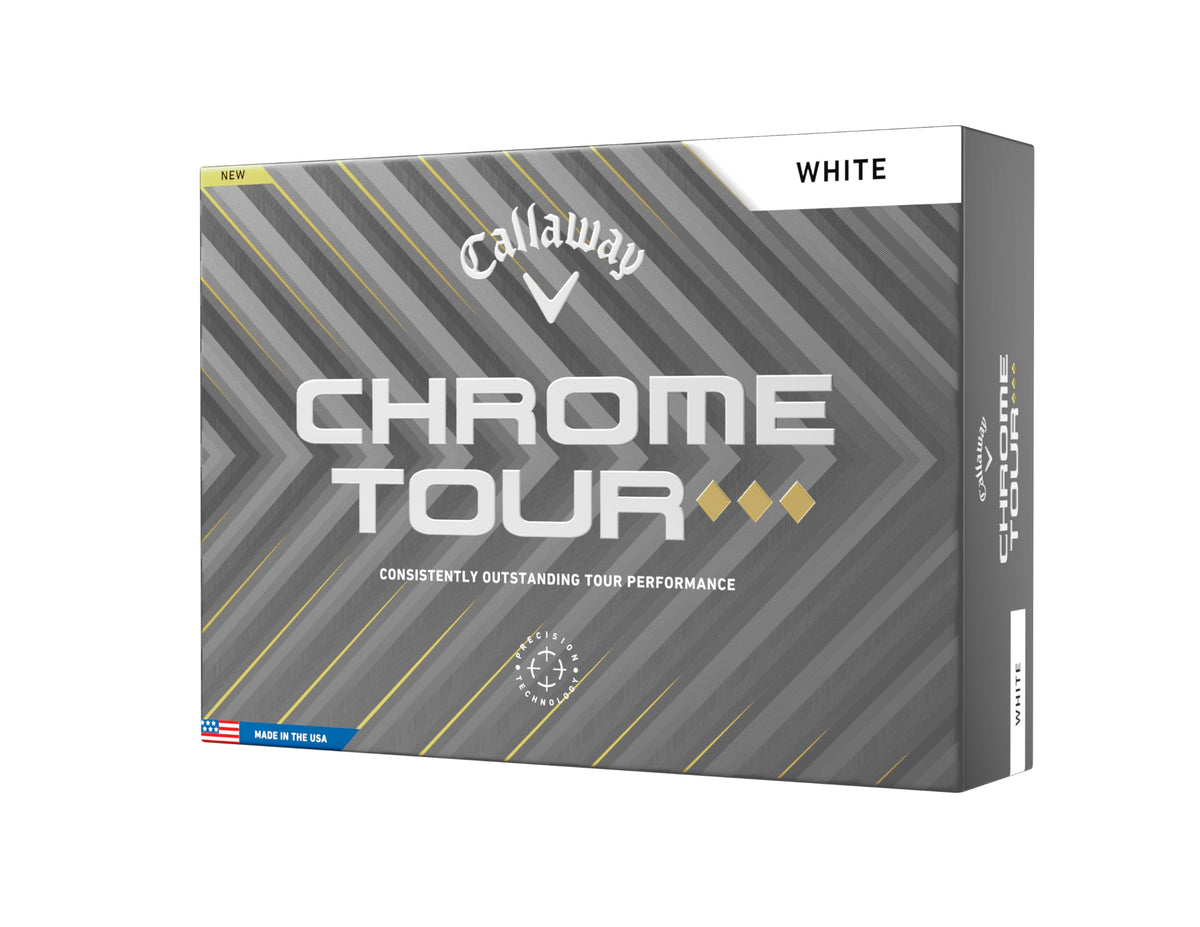 Callaway Chrome Tour Triple Diamond golf balls, front view, designed for penetrating flights in varied conditions.