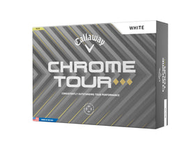 Callaway Chrome Tour Triple Diamond golf balls, front view, designed for penetrating flights in varied conditions.