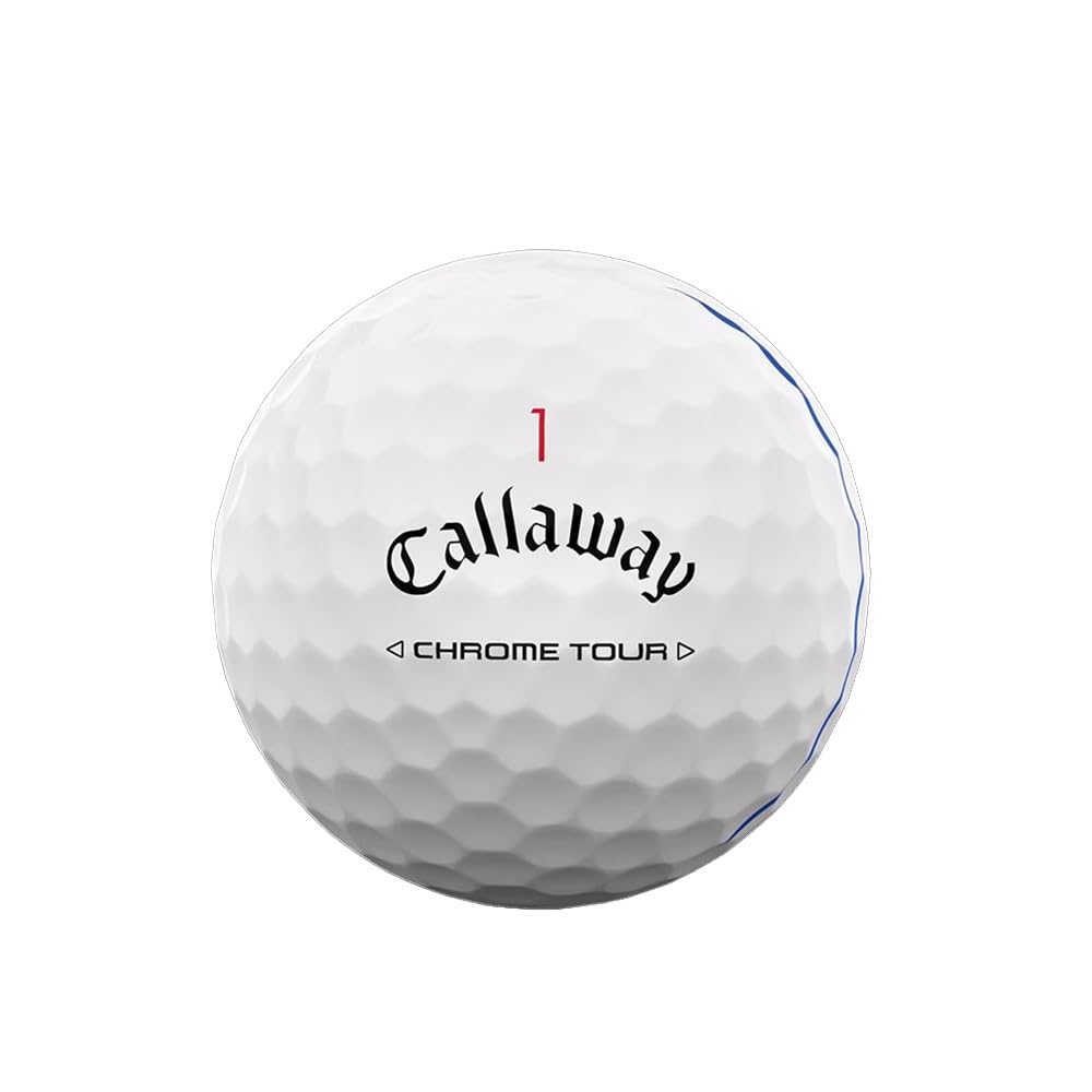 Callaway Chrome Tour Triple Track ball close-up of cover and seam details for flight.