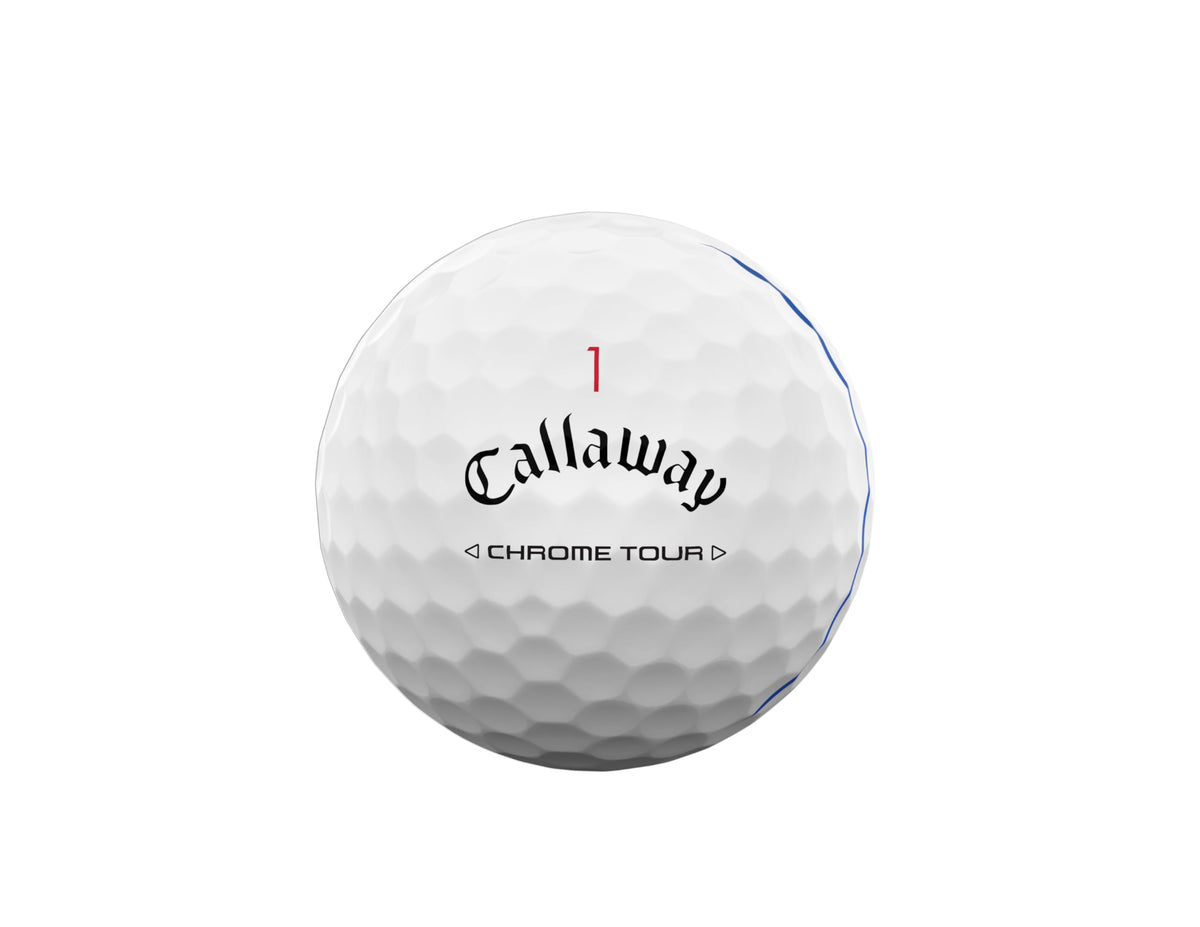 Callaway Chrome Tour Triple Track on green aids line reading and alignment.