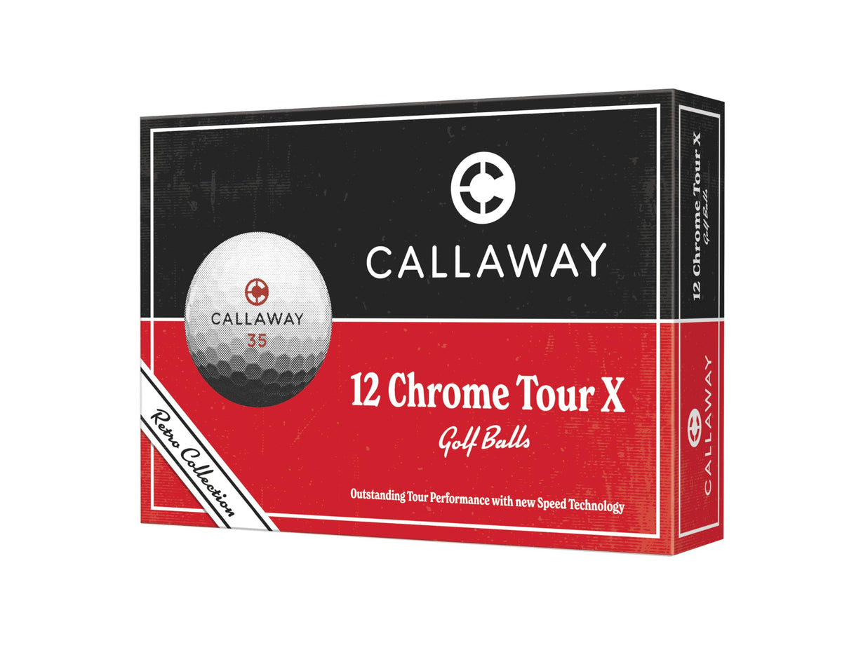 Callaway Chrome Tour X 2026 ball front view highlights speed and control on every stroke.