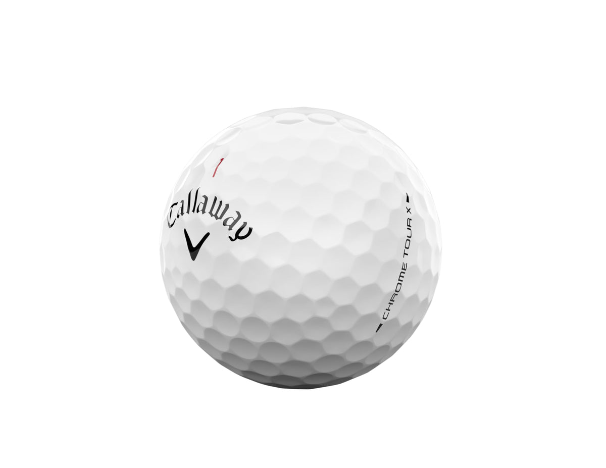 Callaway Chrome Tour X 2026 ball side view for consistent flight