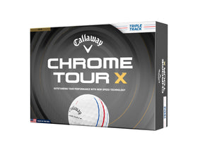 Callaway Chrome Tour X 2026 golf balls with white Triple Track for precise alignment.
