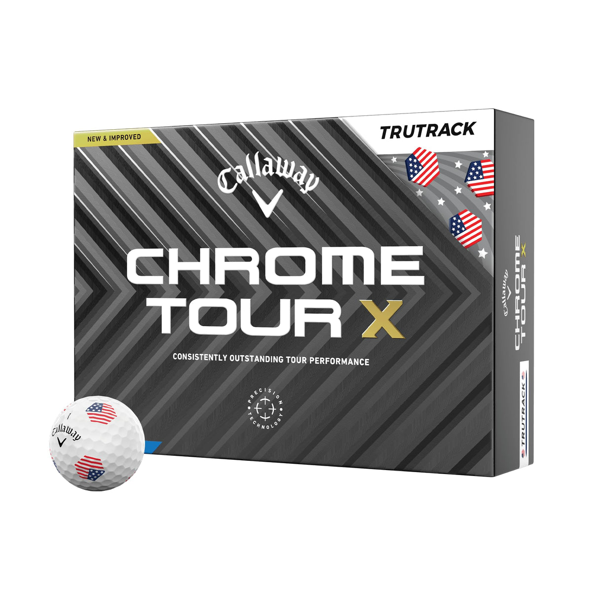 Callaway Chrome Tour X ball fast-core design for distance and consistent feel.