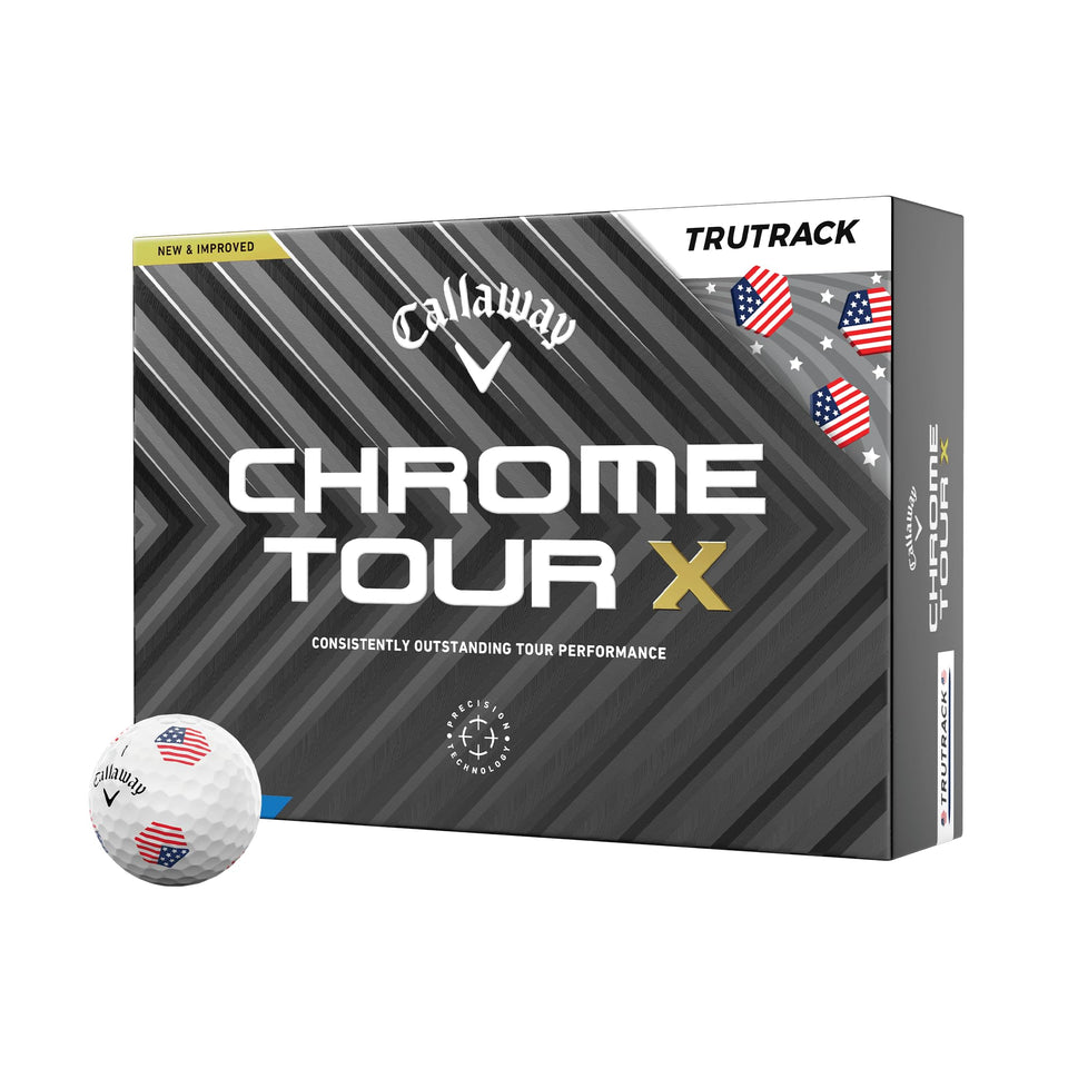 Callaway Chrome Tour X ball fast-core design for distance and consistent feel.