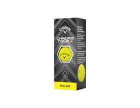 Callaway Chrome Tour X yellow cover close-up showing greenside control.