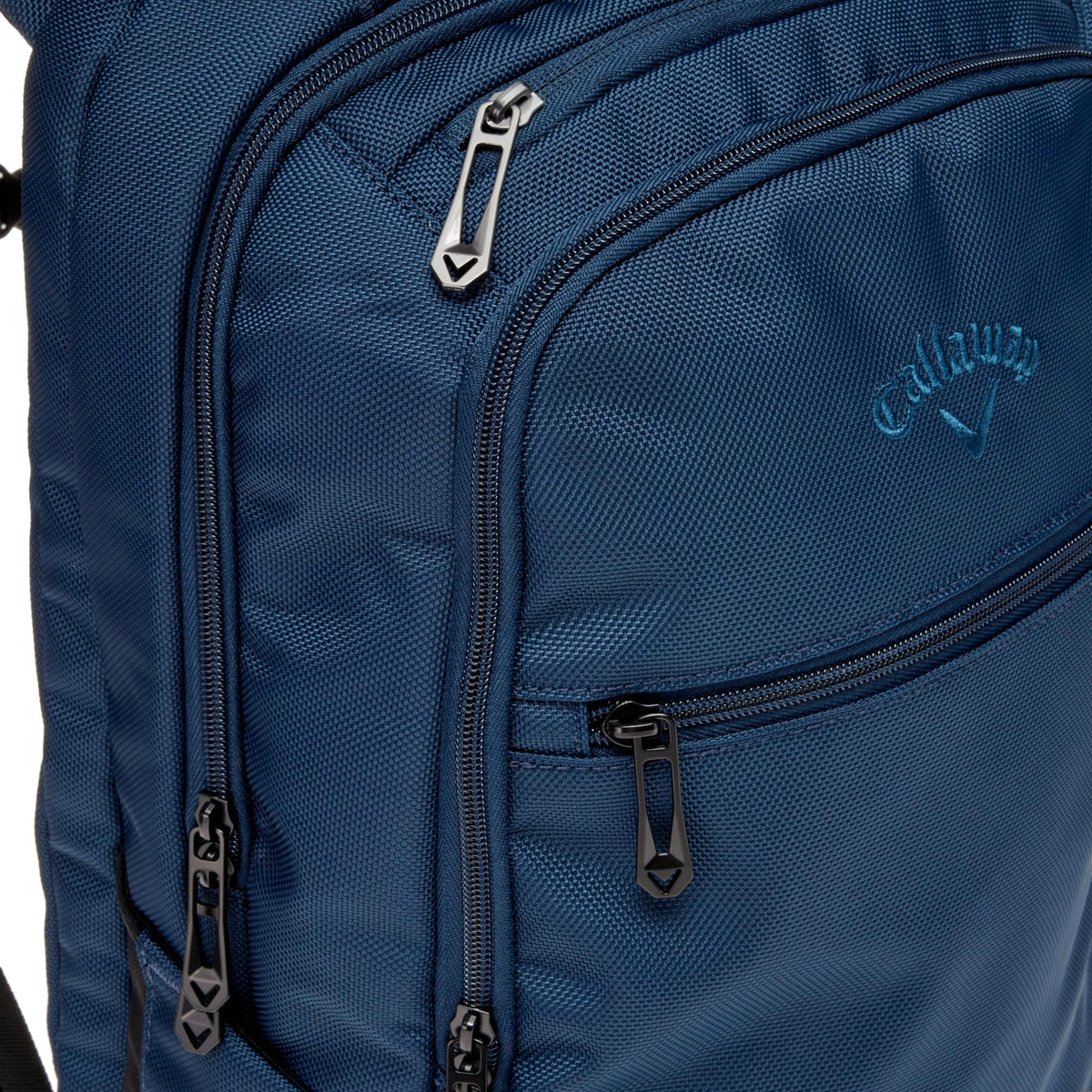 Callaway Clubhouse Backpack Navy interior reveals organized storage and accessories.