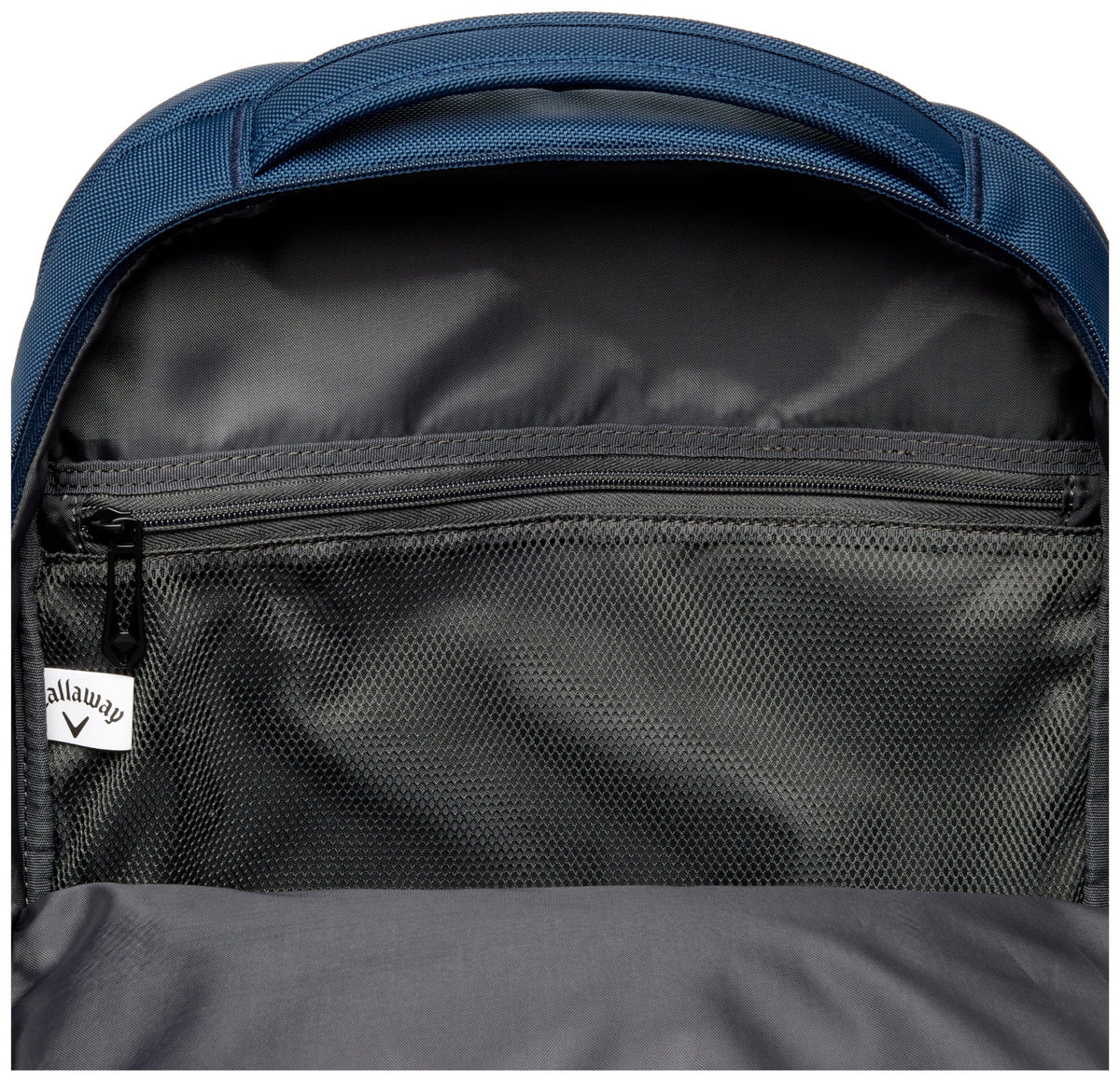 Callaway Clubhouse Backpack Navy trolley pass-through for easy travel with luggage.