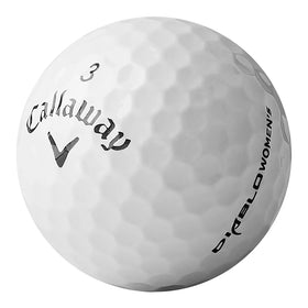 Callaway Diablo women's golf balls on green illustrating controlled rollout and greenside spin.
