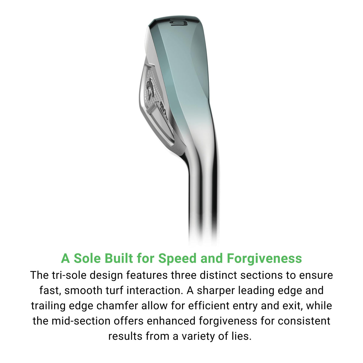 Callaway Elyte wedge face tuned for precise ball flight from various lies.