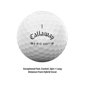 Callaway ERC Soft white ball on green for improved visibility.