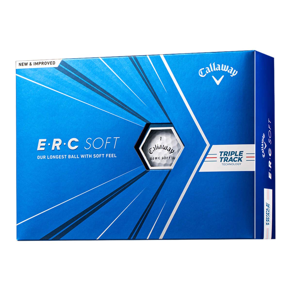 Callaway ERC Soft golf ball with Triple Track lines for precise alignment on greens.