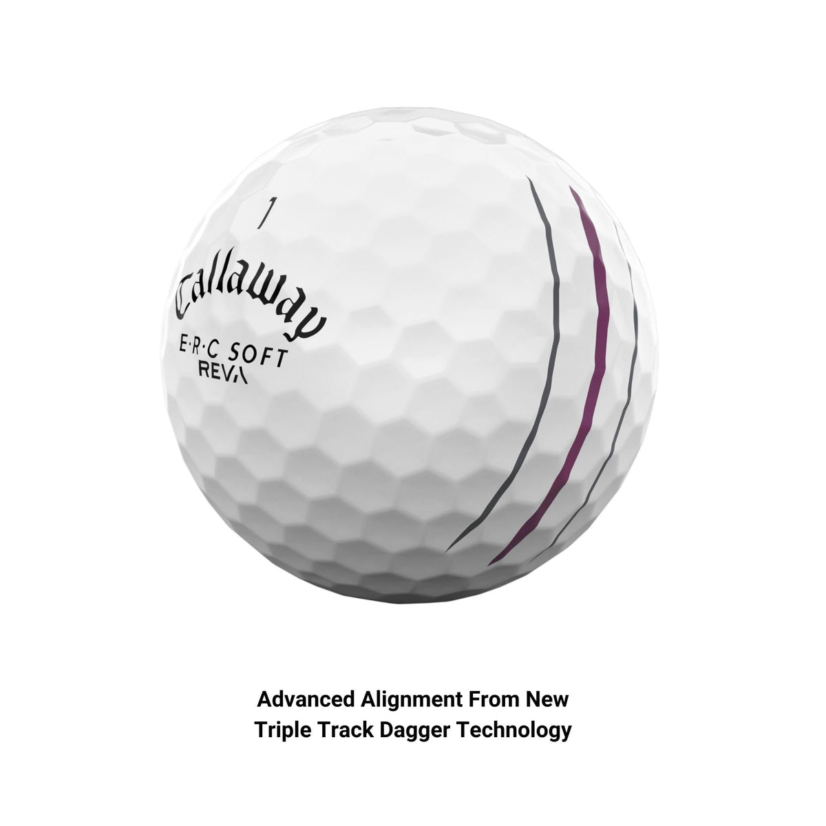 Callaway ERC Soft ball close-up reveals dimple pattern for consistent flight