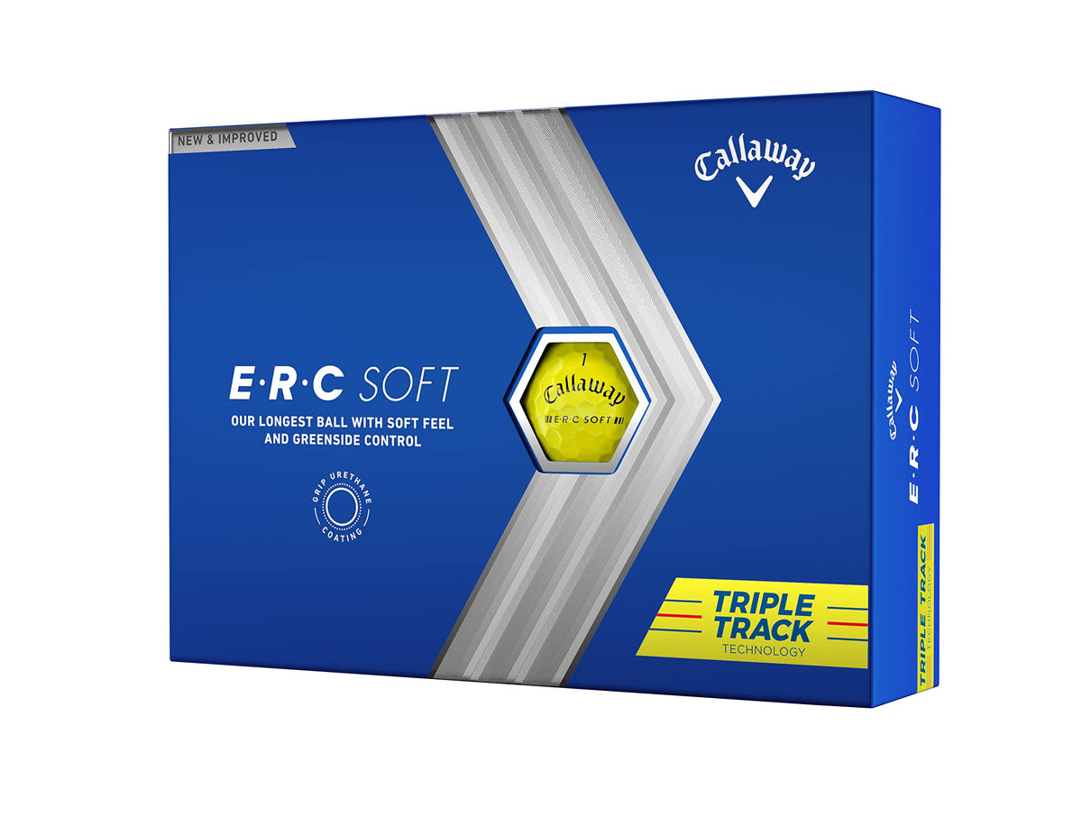 Callaway ERC Soft yellow triple track ball front view for easy greens visibility