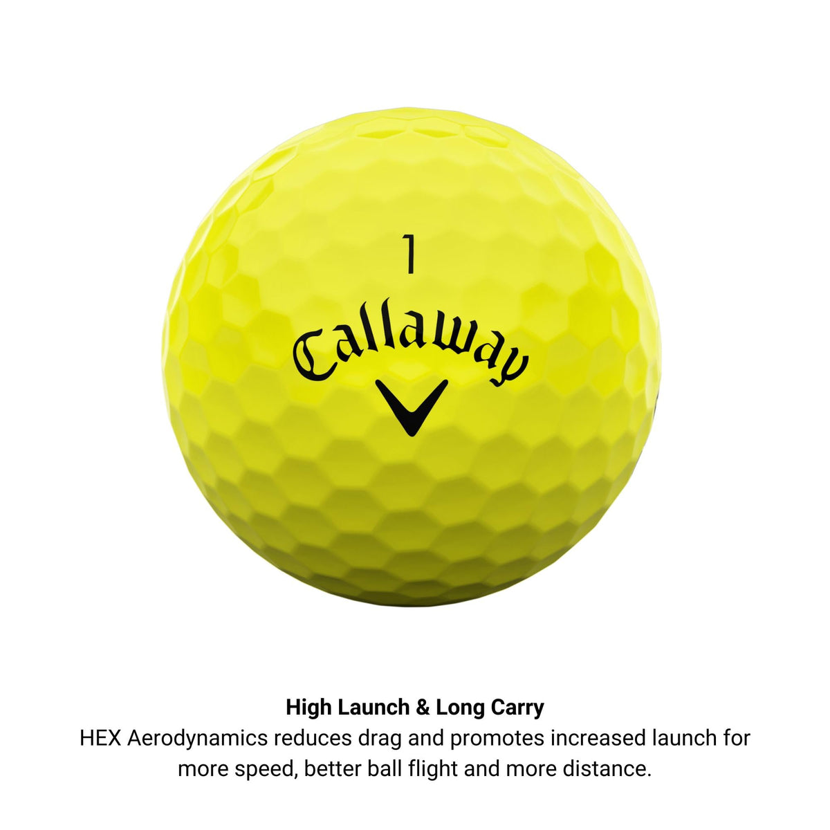 Callaway ERC Soft yellow triple track ball side view showing high visibility color and lines