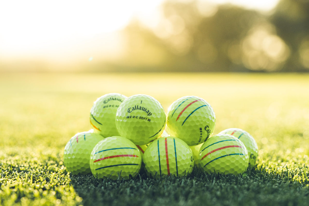 Callaway ERC Soft yellow triple track ball triple track lines detail