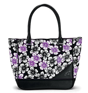 Callaway Uptown Tote Floral Black/Coral front view showing spacious main compartment