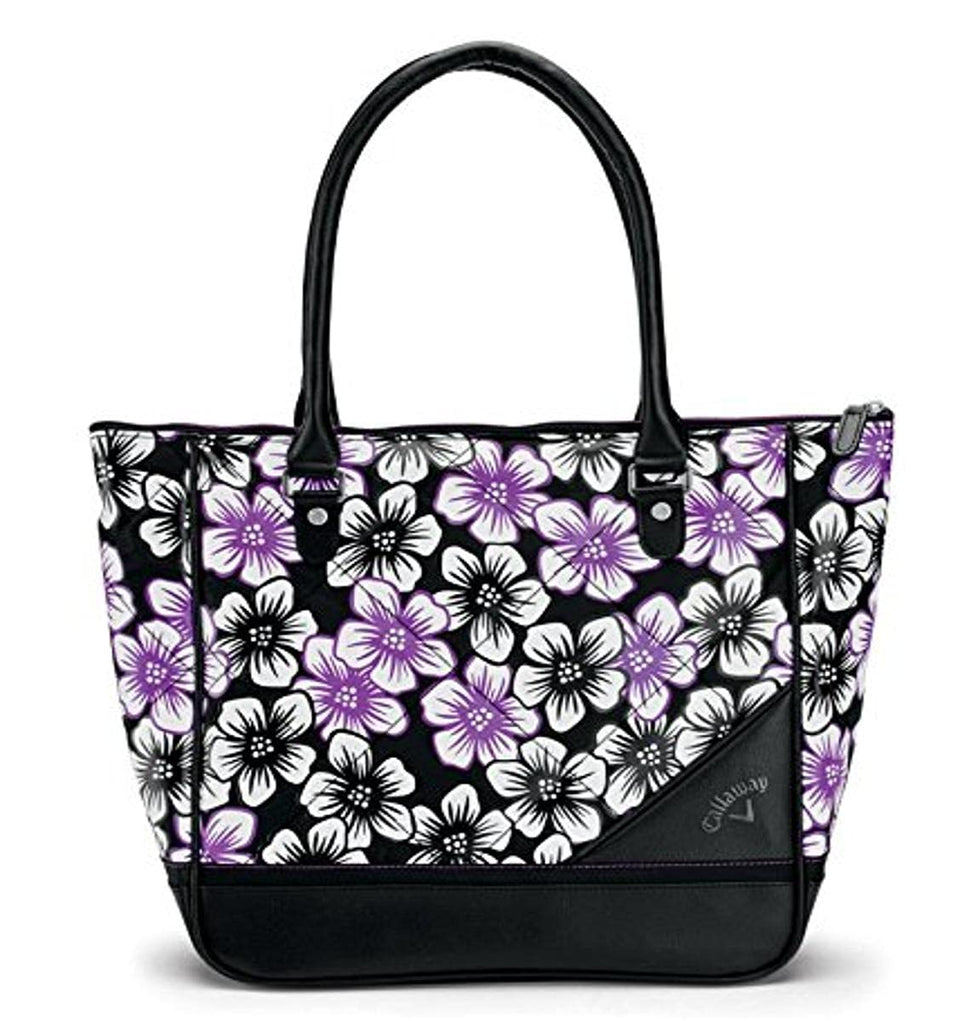 Callaway Uptown Tote Floral Black/Coral front view showing spacious main compartment