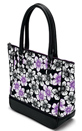 Callaway Uptown Tote Floral Black/Coral side view highlighting pattern and profile