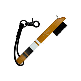 Callaway Heritage Club Brush with ergonomic wooden handle for comfortable cleaning between swings.
