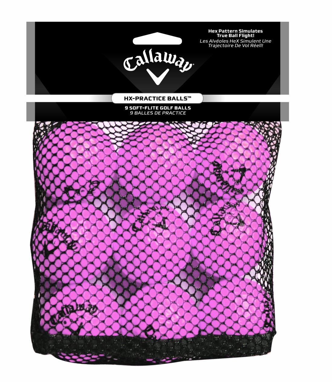 Callaway HX Soft Flight pink foam ball with bag for portable practice sessions.