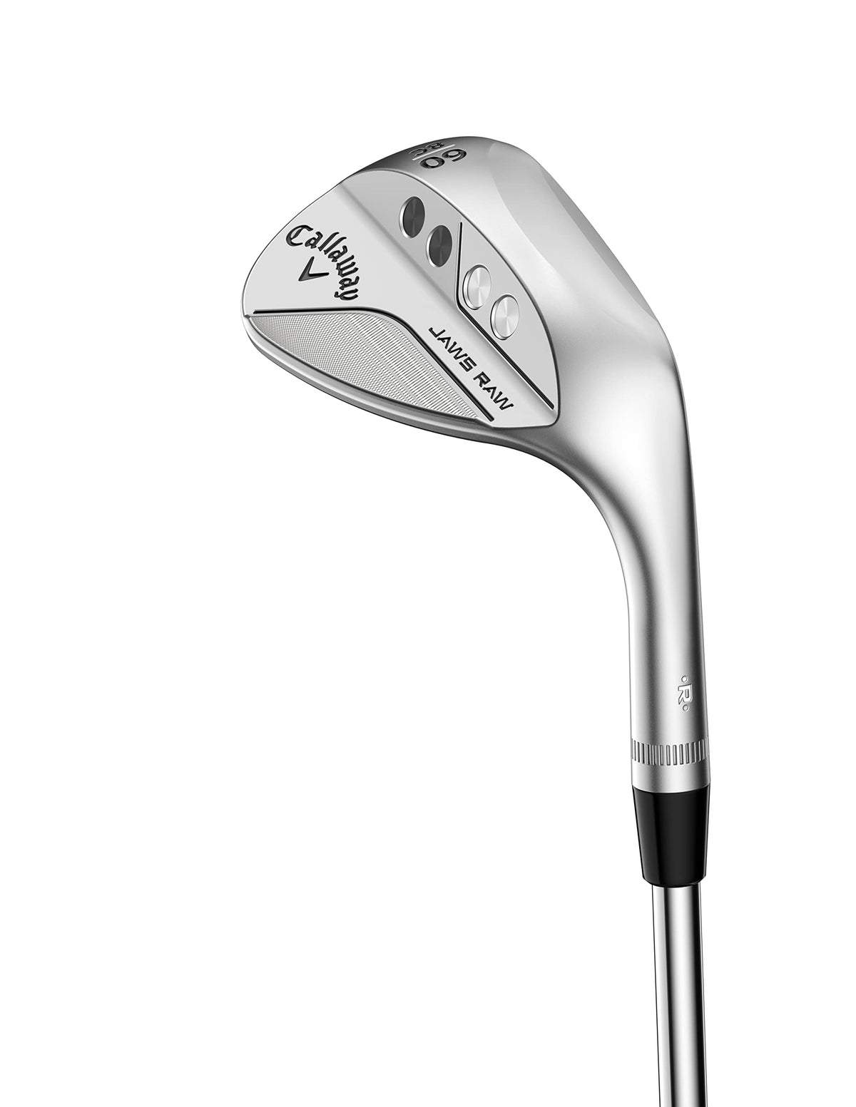 Callaway Jaws RAW Chrome Lob Wedge left-handed in swing-ready pose for precise shots